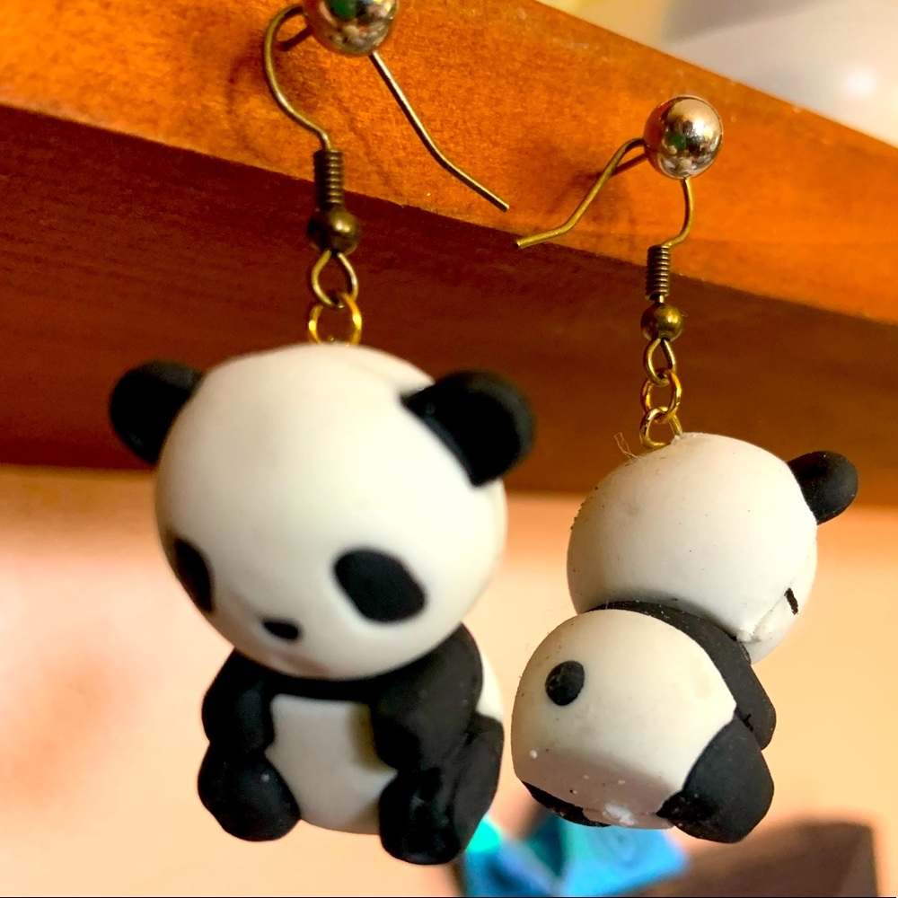 3 in panda Earrings